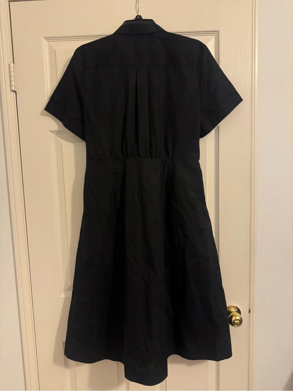Michael Kors Black Short-Sleeve Button-Front Midi Shirt Dress with Self-Tie